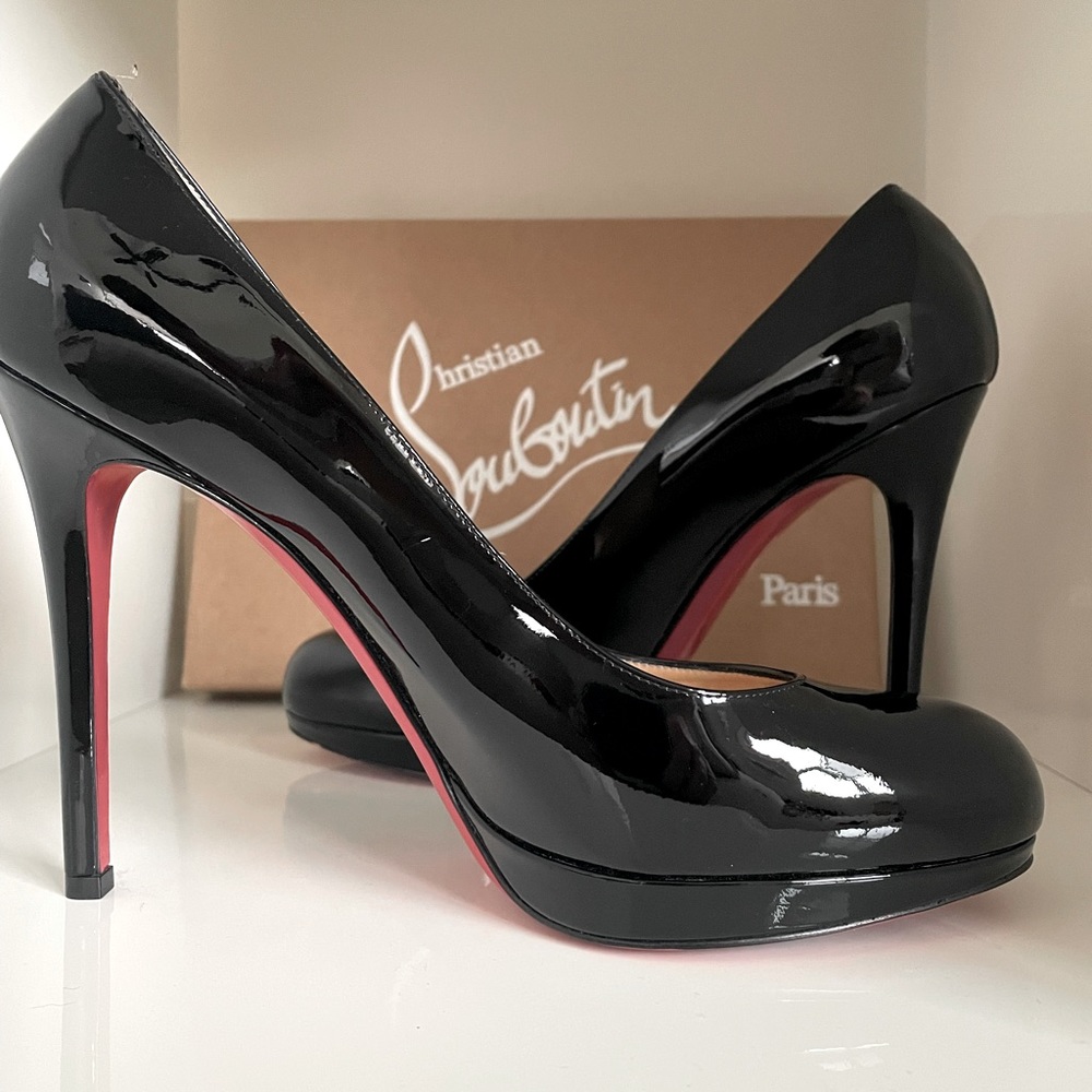 Christian Louboutin Heels Almost New Patent Leather Pumps 120mm Black Size 39.5